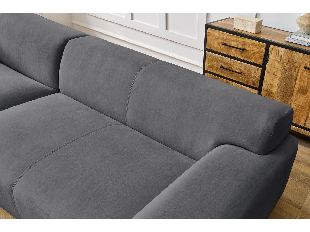 Canapé d'angle fixe compact LAVENA tissu velours