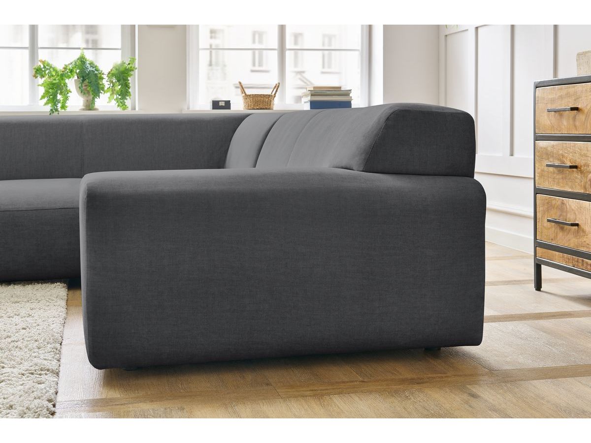 Canapé d'angle fixe compact LAVENA tissu velours