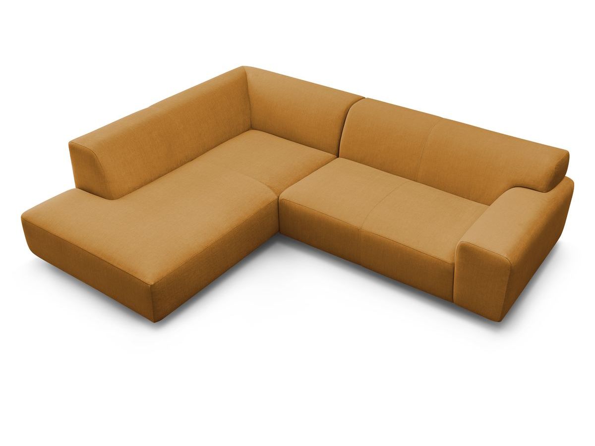 Canapé d'angle fixe EVEREST tissu chiné - Orange - Angle droit - 10 coussins