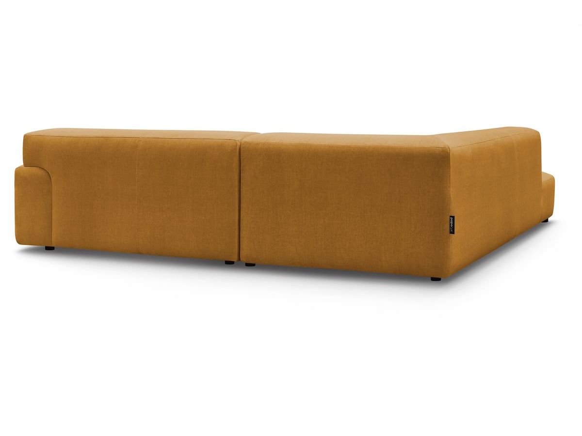 Canapé d'angle fixe EVEREST tissu chiné - Orange - Angle droit - 10 coussins