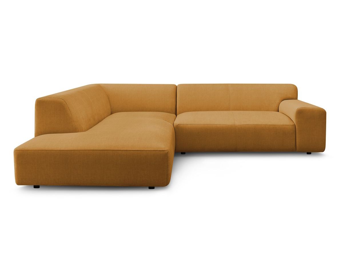 Canapé d'angle fixe EVEREST tissu chiné - Orange - Angle droit - 10 coussins