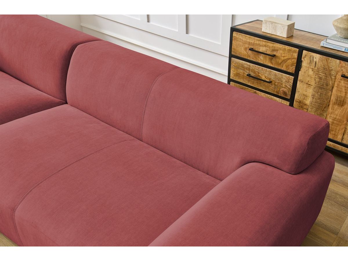 Canapé d'angle fixe EVEREST tissu chiné - Orange - Angle droit - 10 coussins