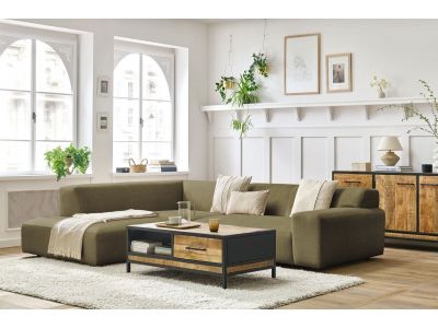 Canapé d'angle fixe compact LAVENA tissu velours