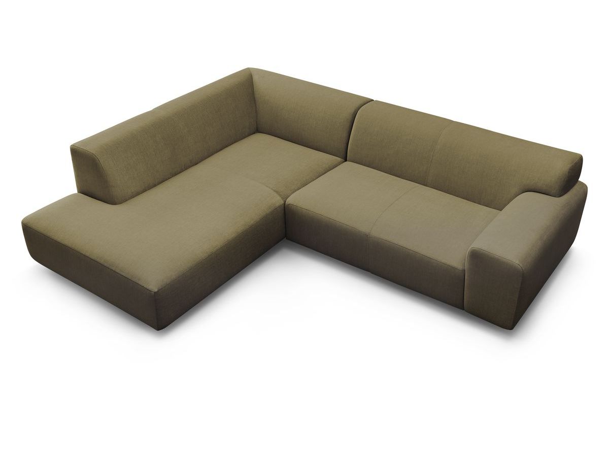 Canapé d'angle fixe EVEREST tissu chiné - Orange - Angle droit - 10 coussins