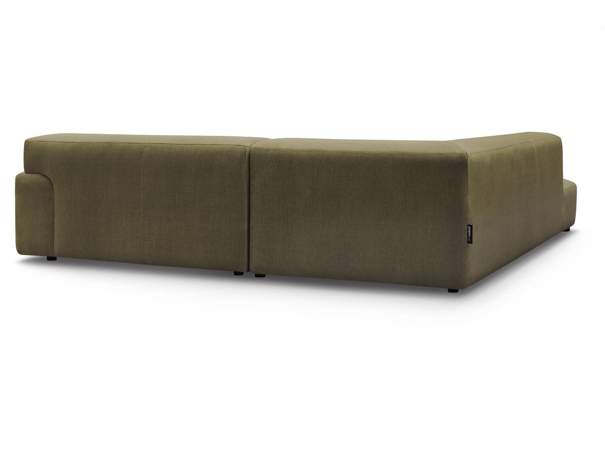 Canapé d'angle fixe EVEREST tissu chiné - Orange - Angle droit - 10 coussins