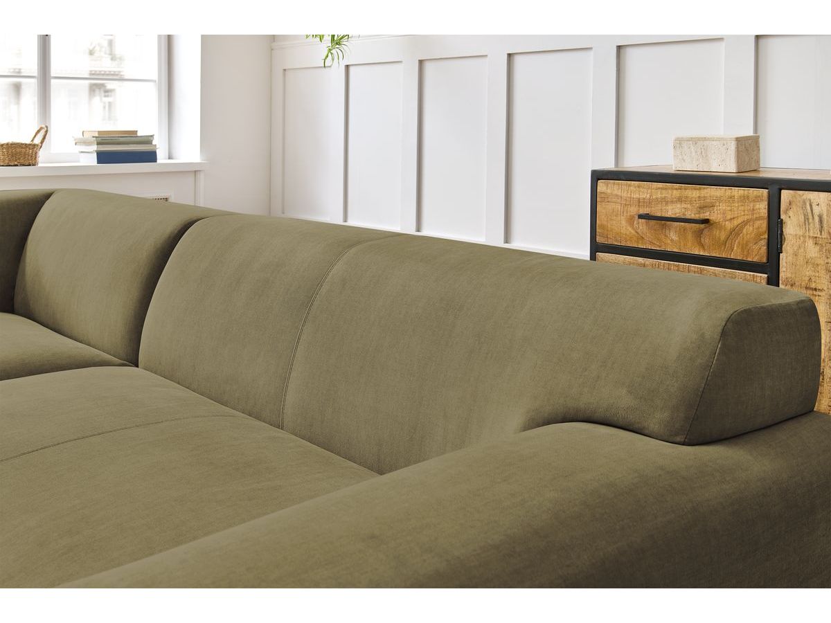 Canapé d'angle fixe EVEREST tissu chiné - Orange - Angle droit - 10 coussins