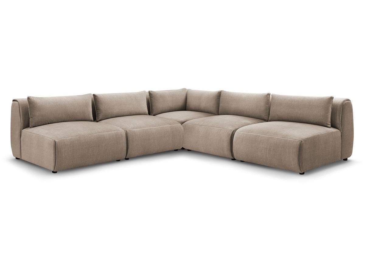 Modułowa sofa narożna JEANNE w tkaninie teksturowanej z 4 miejscami siedzącymi i 1 narożnikiem