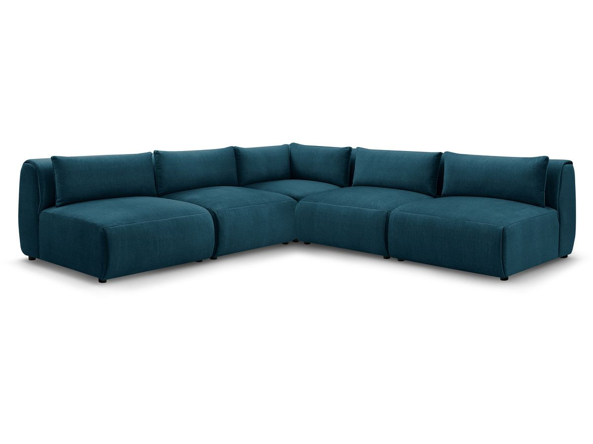 Canapé d'angle fixe EVEREST tissu chiné - Orange - Angle droit - 10 coussins