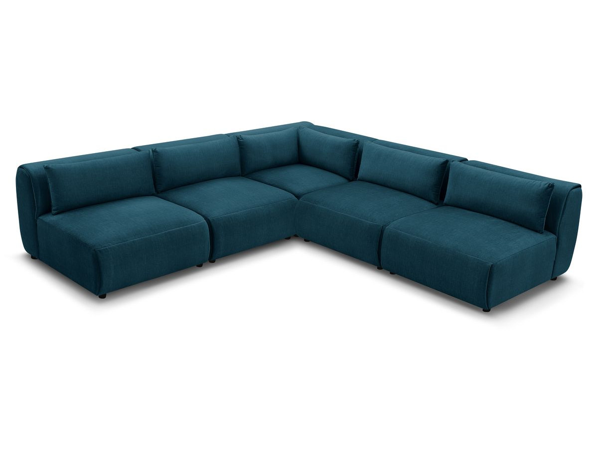 Canapé d'angle fixe EVEREST tissu chiné - Orange - Angle droit - 10 coussins