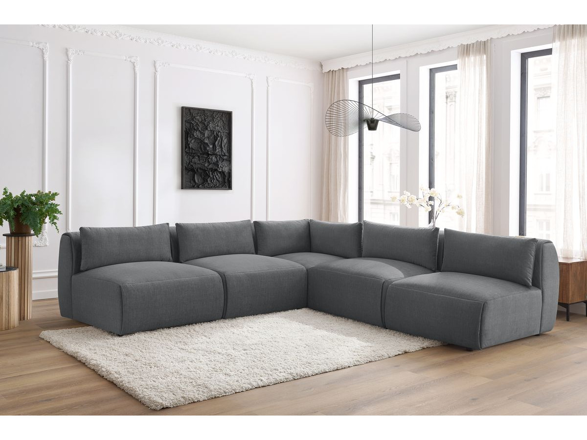 JEANNE modulaire vaste hoekbank in fluwelen stof met 4 fauteuils en 1 hoek