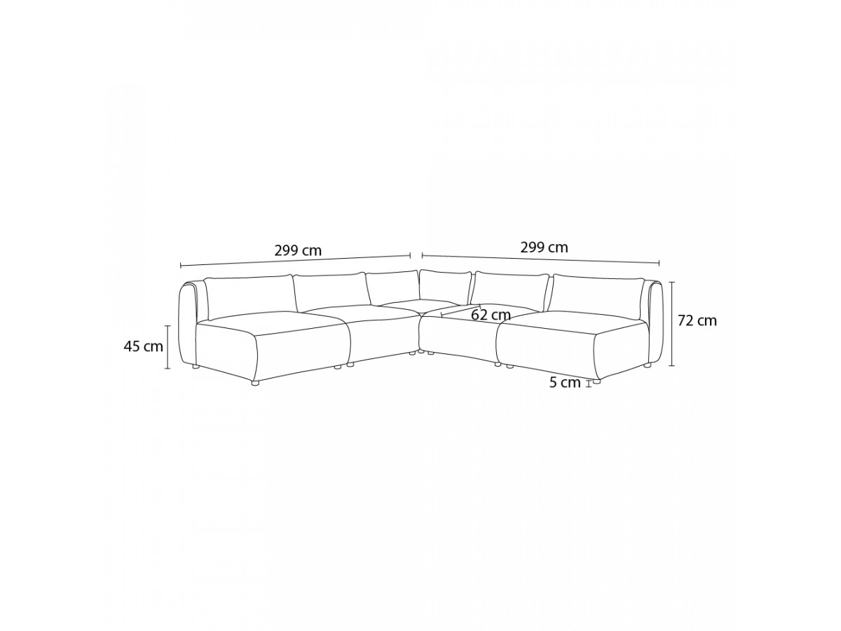Canapé d'angle fixe EVEREST tissu chiné - Orange - Angle droit - 10 coussins