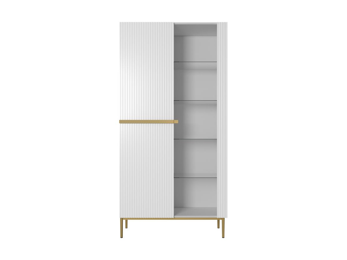 Meuble vitrine H200 cm 2 portes KASHA pieds or blanc — vue 5