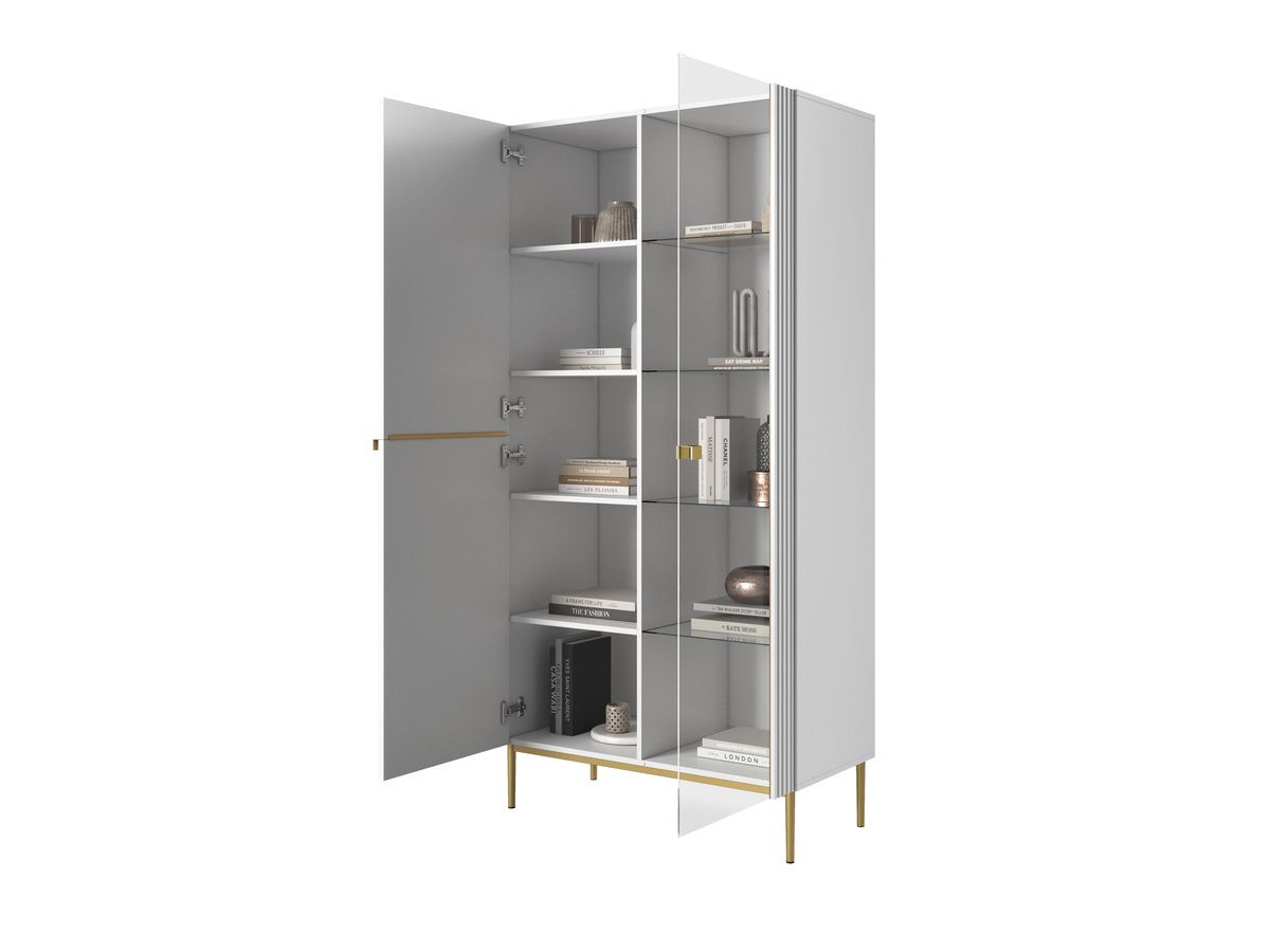 KASHA vitrinekast H200 cm 2 deuren gouden poten