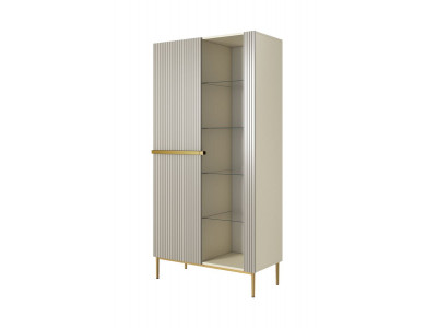 Meuble vitrine H200 cm 2 portes KASHA pieds or