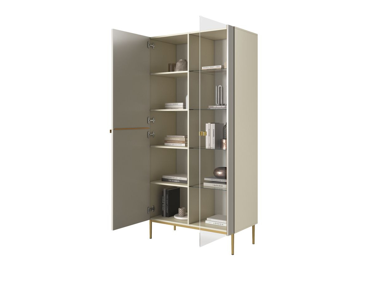 KASHA vitrinekast H200 cm 2 deuren gouden poten