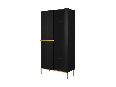 Meuble vitrine H200 cm 2 portes KASHA pieds or