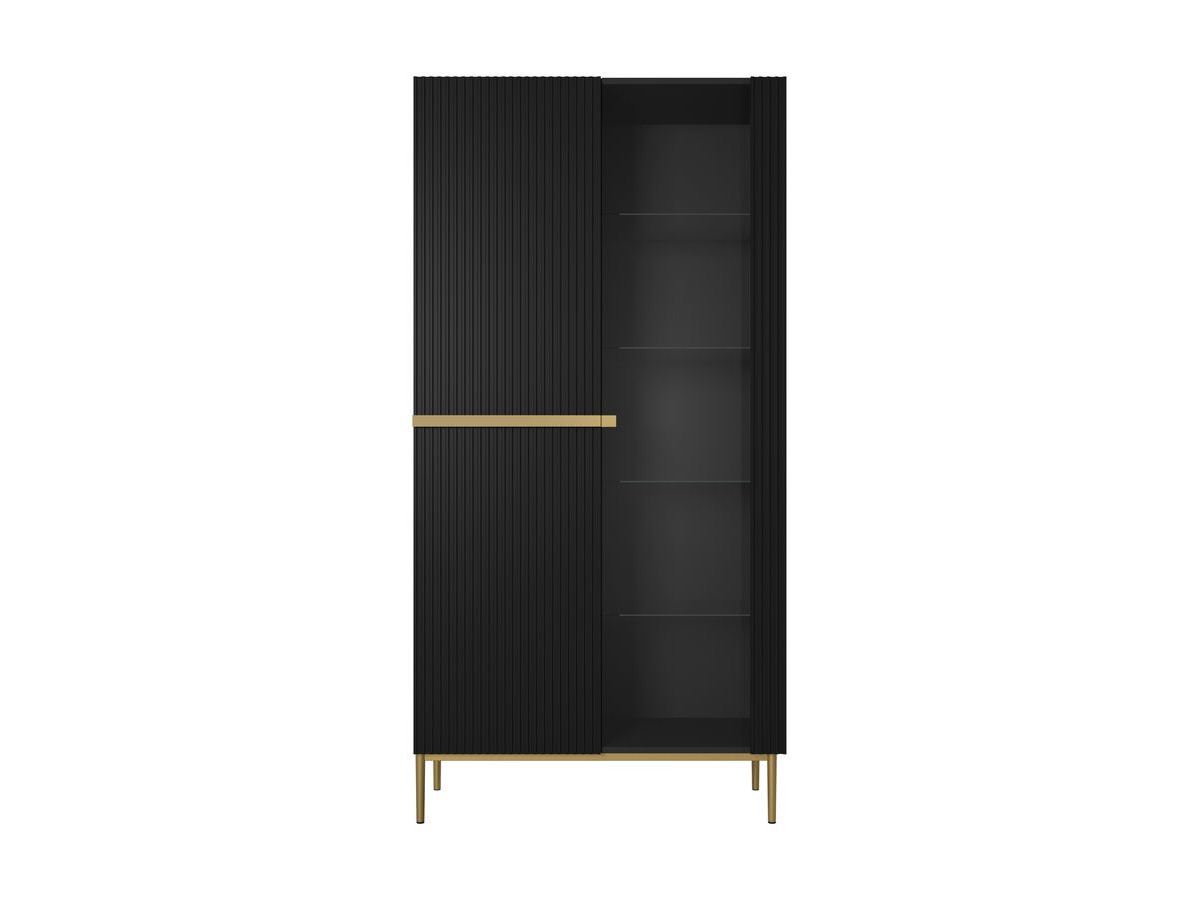 Meuble vitrine H200 cm 2 portes KASHA pieds or noir — vue 5