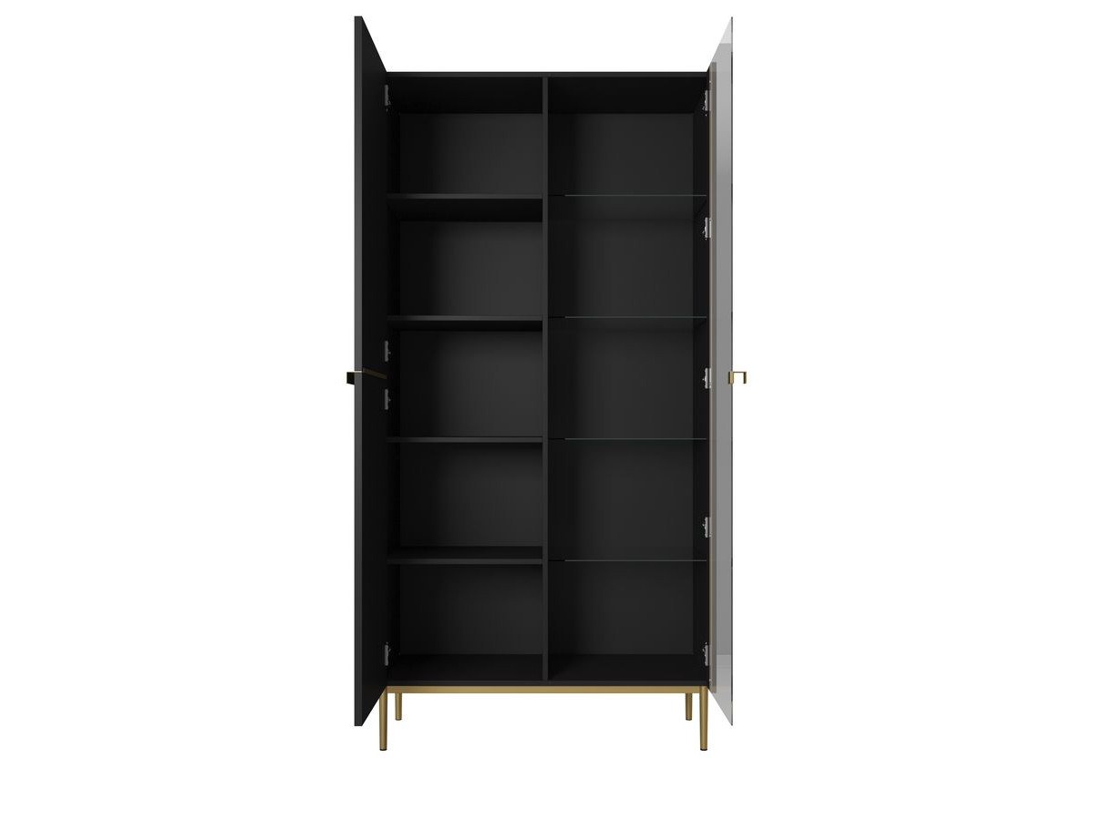Meuble vitrine H200 cm 2 portes KASHA pieds or noir — vue 6
