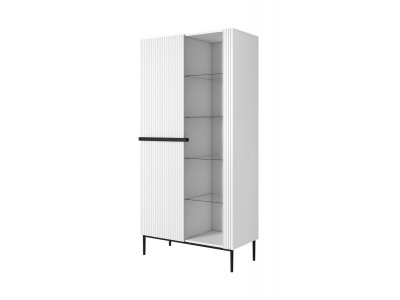 Meuble vitrine H200 cm 2 portes KASHA pieds noirs