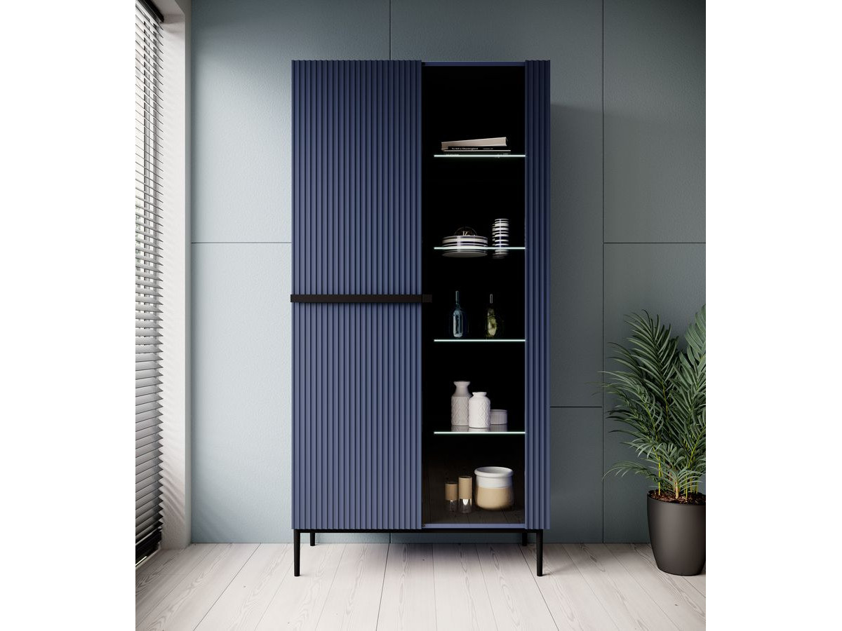 KASHA vitrinekast H200 cm 2 deuren zwarte poten