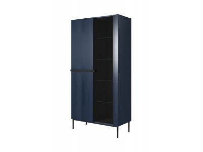 Meuble vitrine H200 cm 2 portes KASHA pieds noirs
