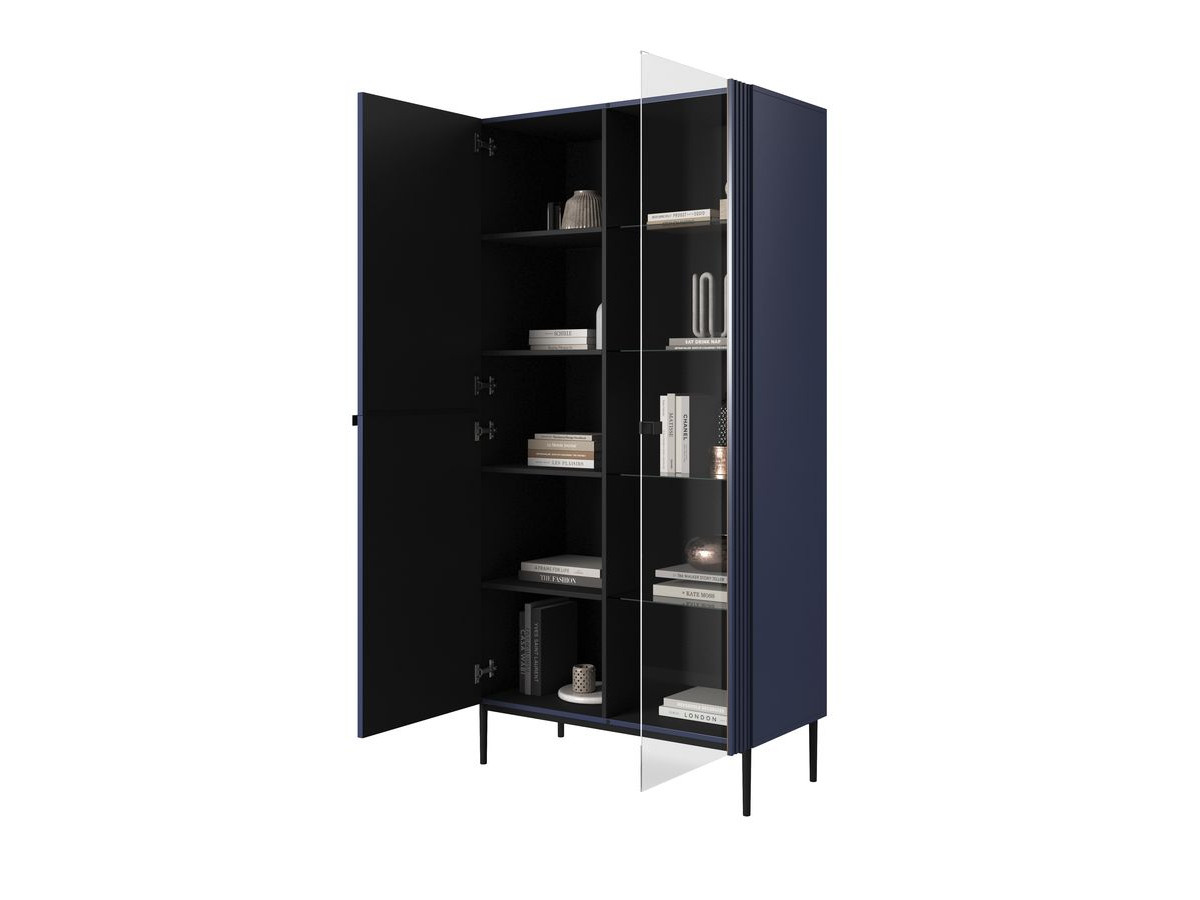 KASHA vitrinekast H200 cm 2 deuren zwarte poten