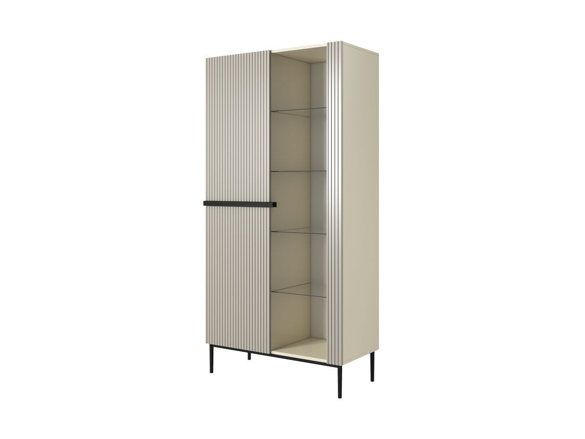 KASHA vitrinekast H200 cm 2 deuren zwarte poten