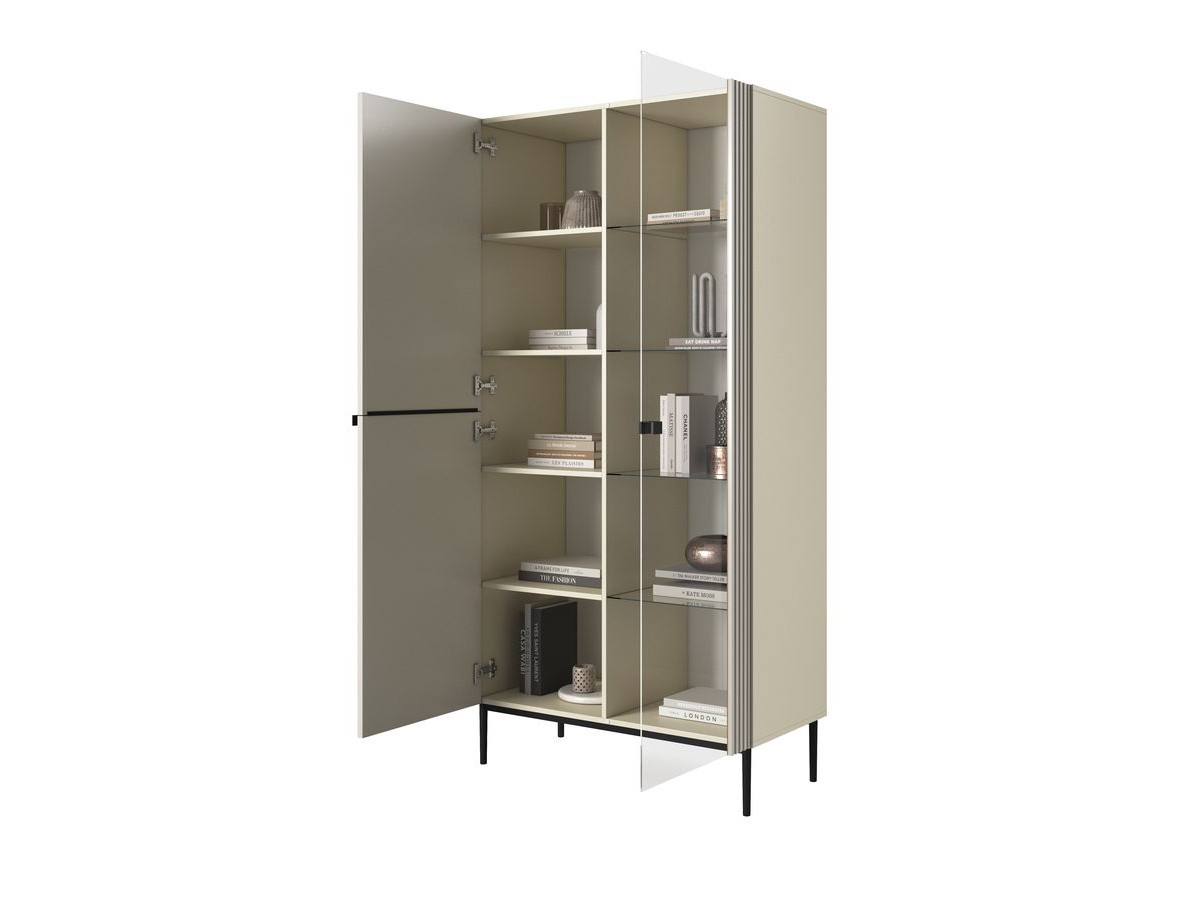 KASHA vitrinekast H200 cm 2 deuren zwarte poten