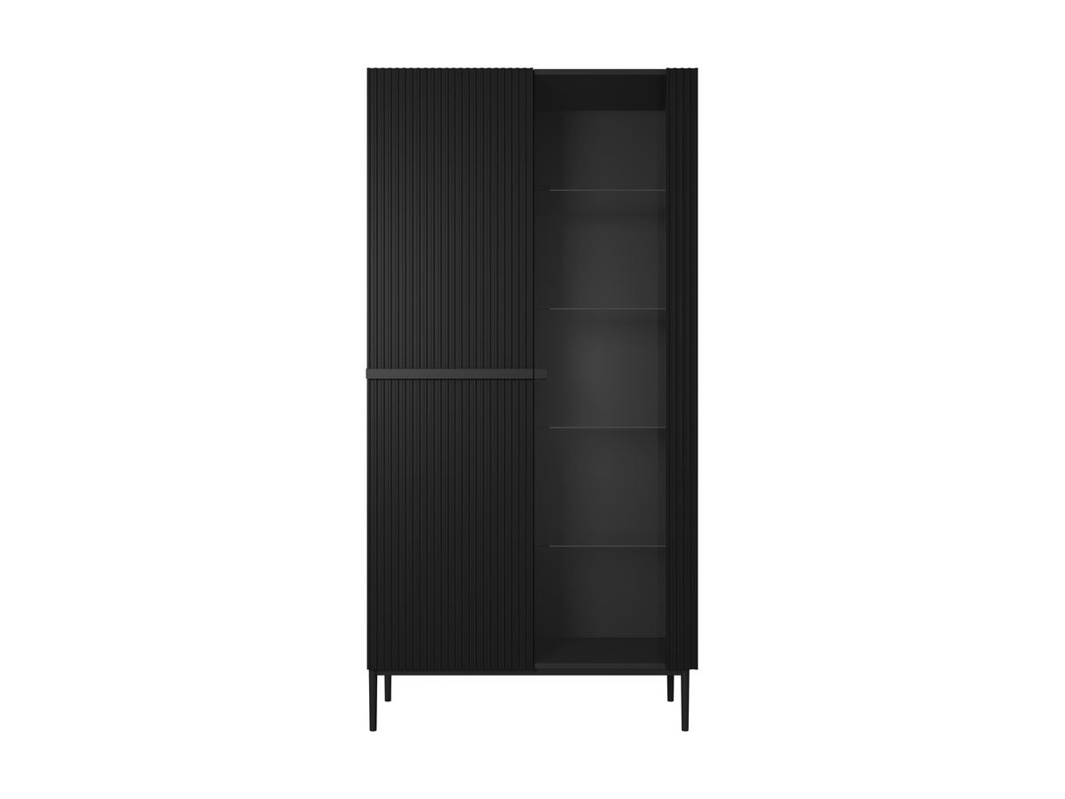 Meuble vitrine H200 cm 2 portes KASHA pieds noirs noir — vue 6