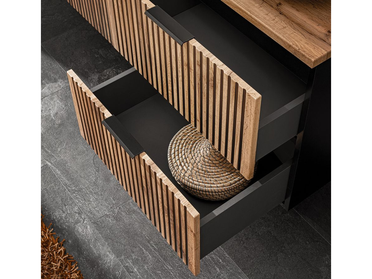 140 cm AXEL badkamermeubel met lichthouten wastafelblad