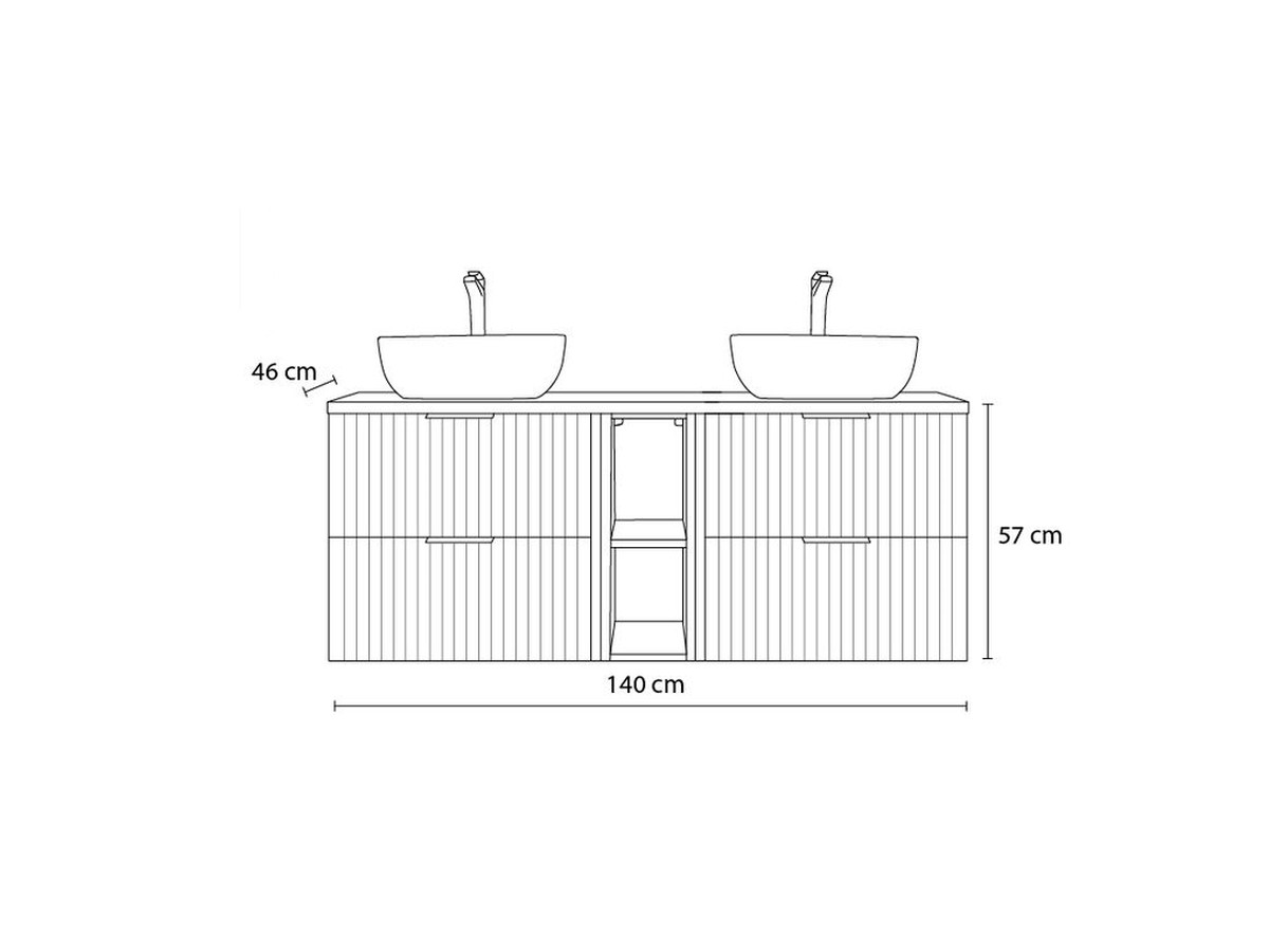 140 cm AXEL badkamermeubel met lichthouten wastafelblad