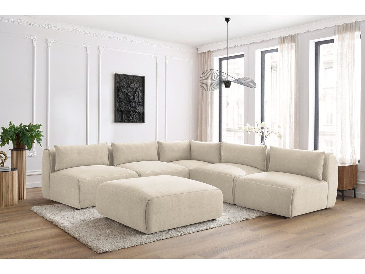 Canapé d'angle modulable JEANNE velours beige — vue 5