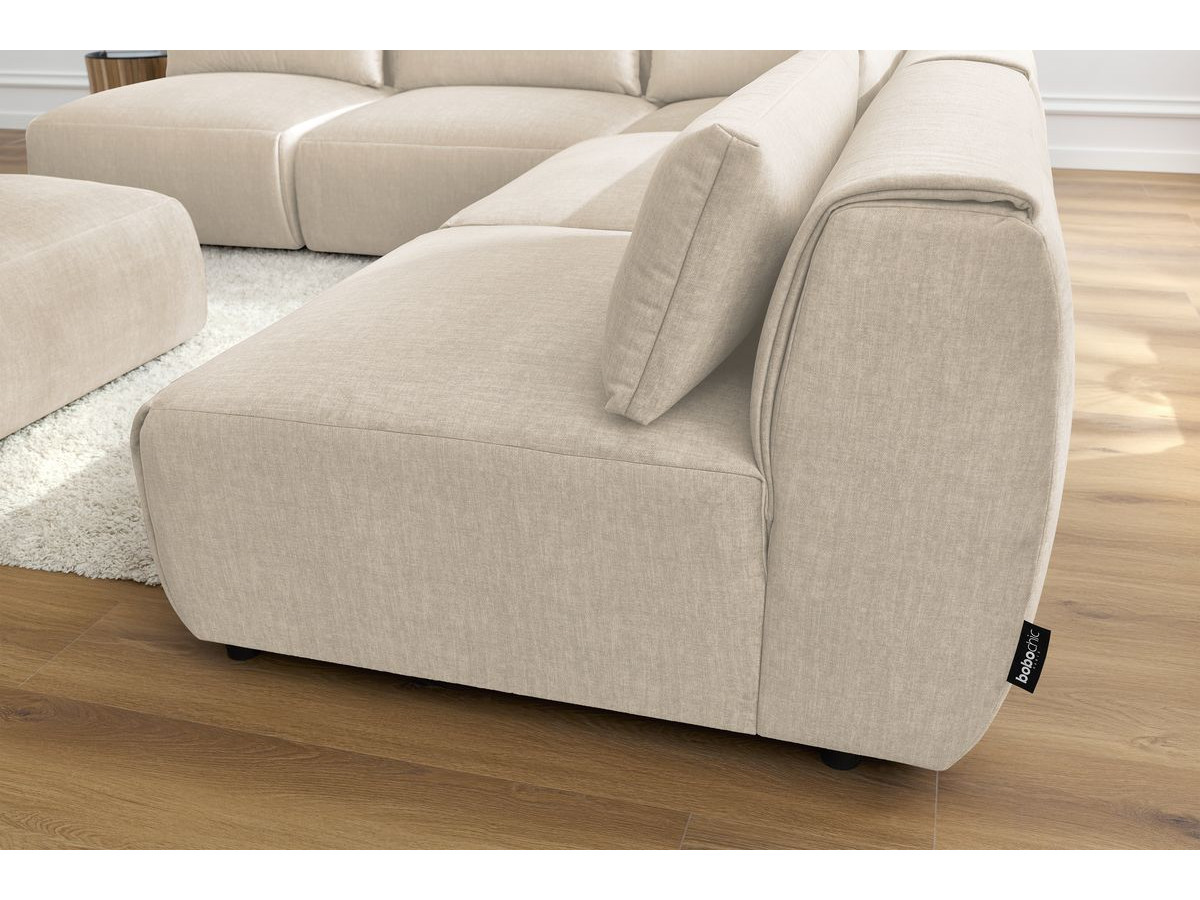 JEANNE modulaire vaste hoekbank in fluwelen stof met 4 fauteuils, 1 hoek en 1 poef