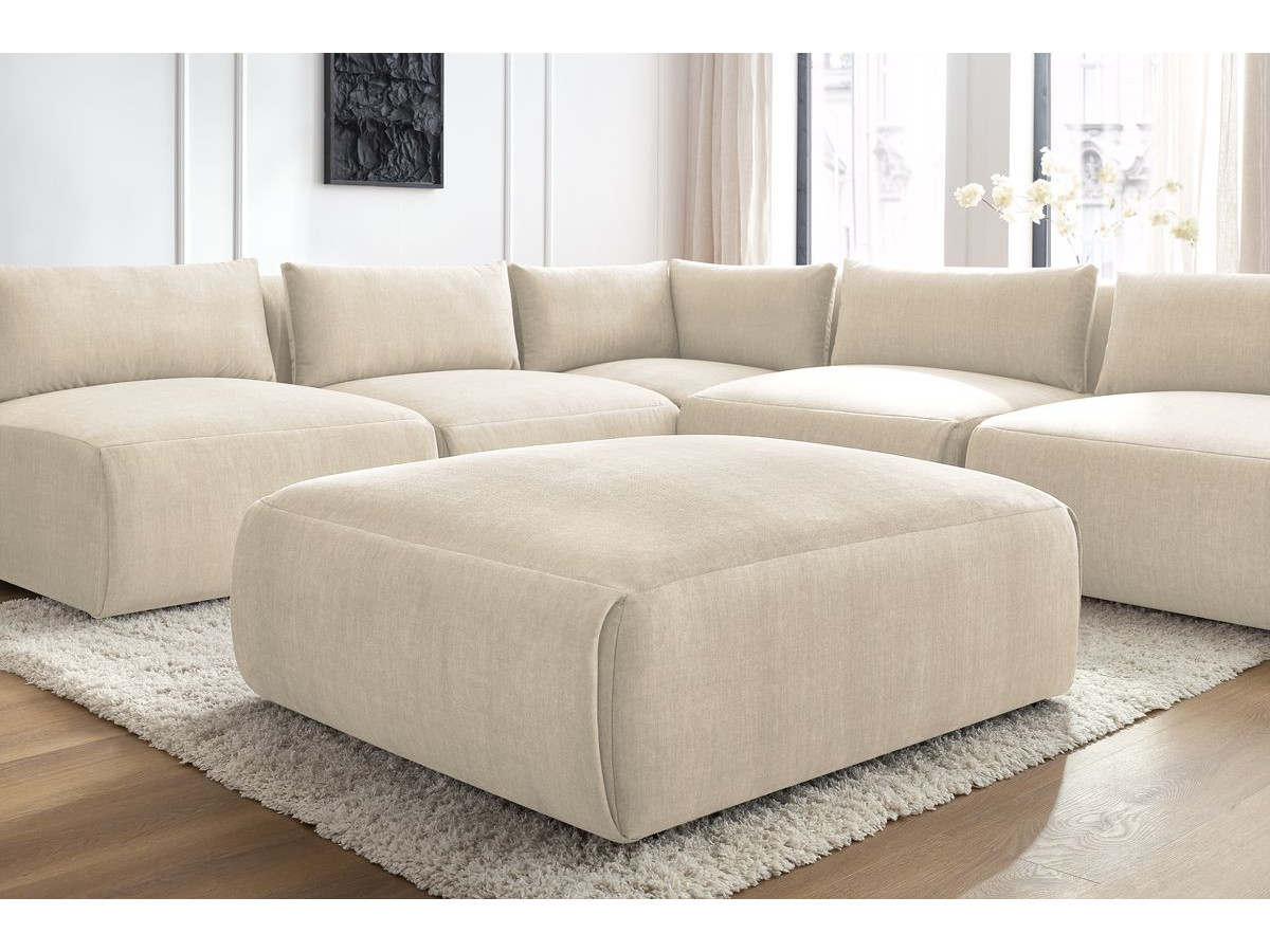 JEANNE modulaire vaste hoekbank in fluwelen stof met 4 fauteuils, 1 hoek en 1 poef