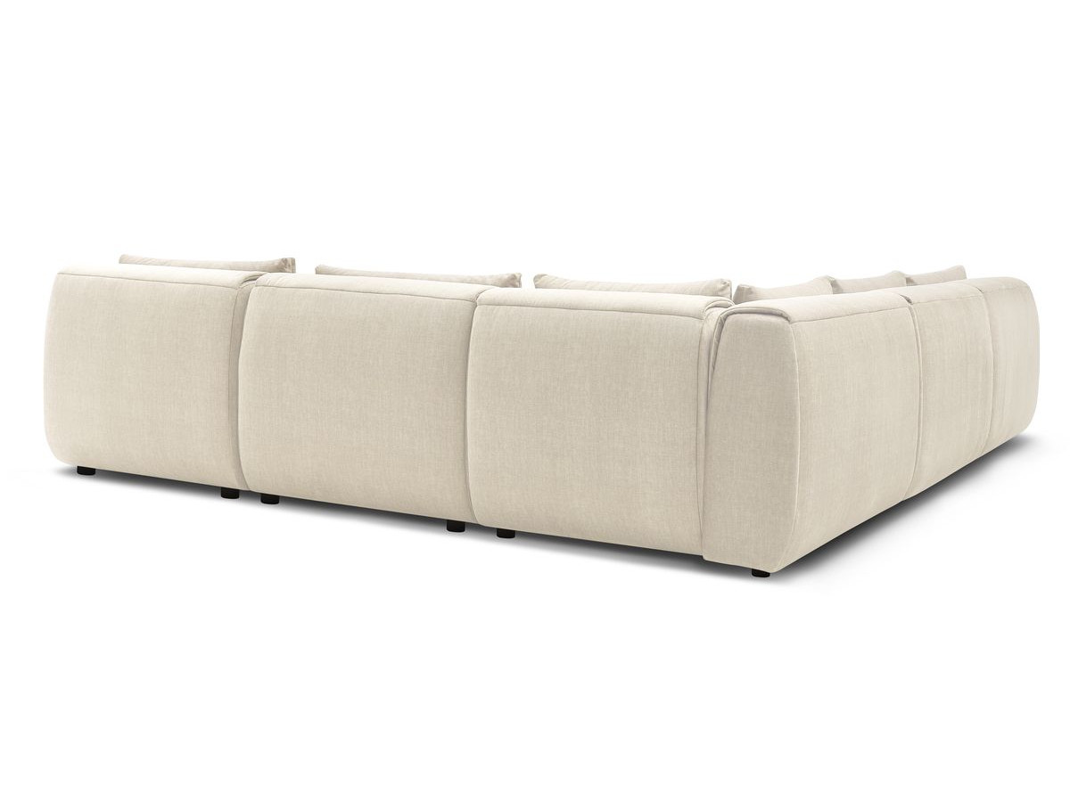 JEANNE modulaire vaste hoekbank in fluwelen stof met 4 fauteuils, 1 hoek en 1 poef