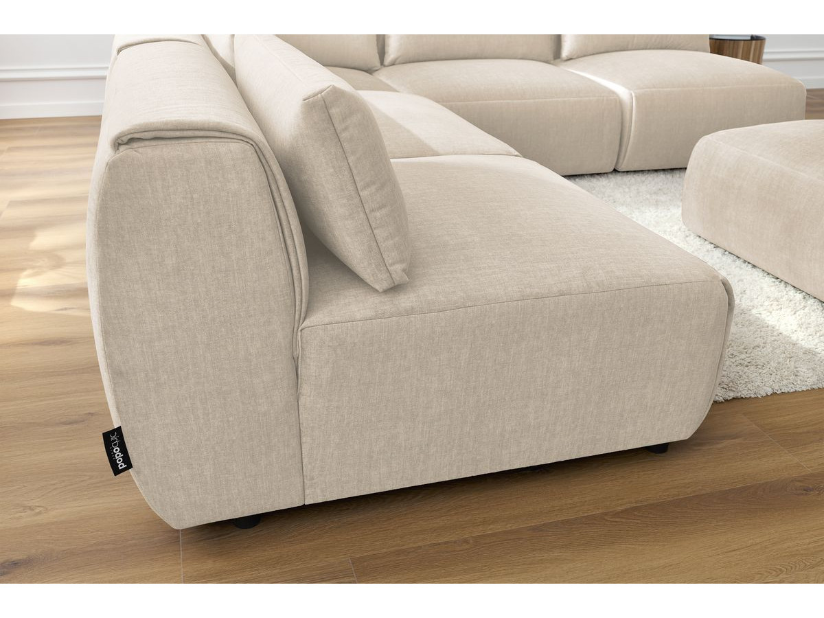 JEANNE modulaire vaste hoekbank in fluwelen stof met 4 fauteuils, 1 hoek en 1 poef