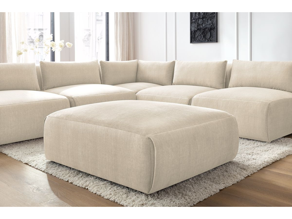 JEANNE modulaire vaste hoekbank in fluwelen stof met 4 fauteuils, 1 hoek en 1 poef