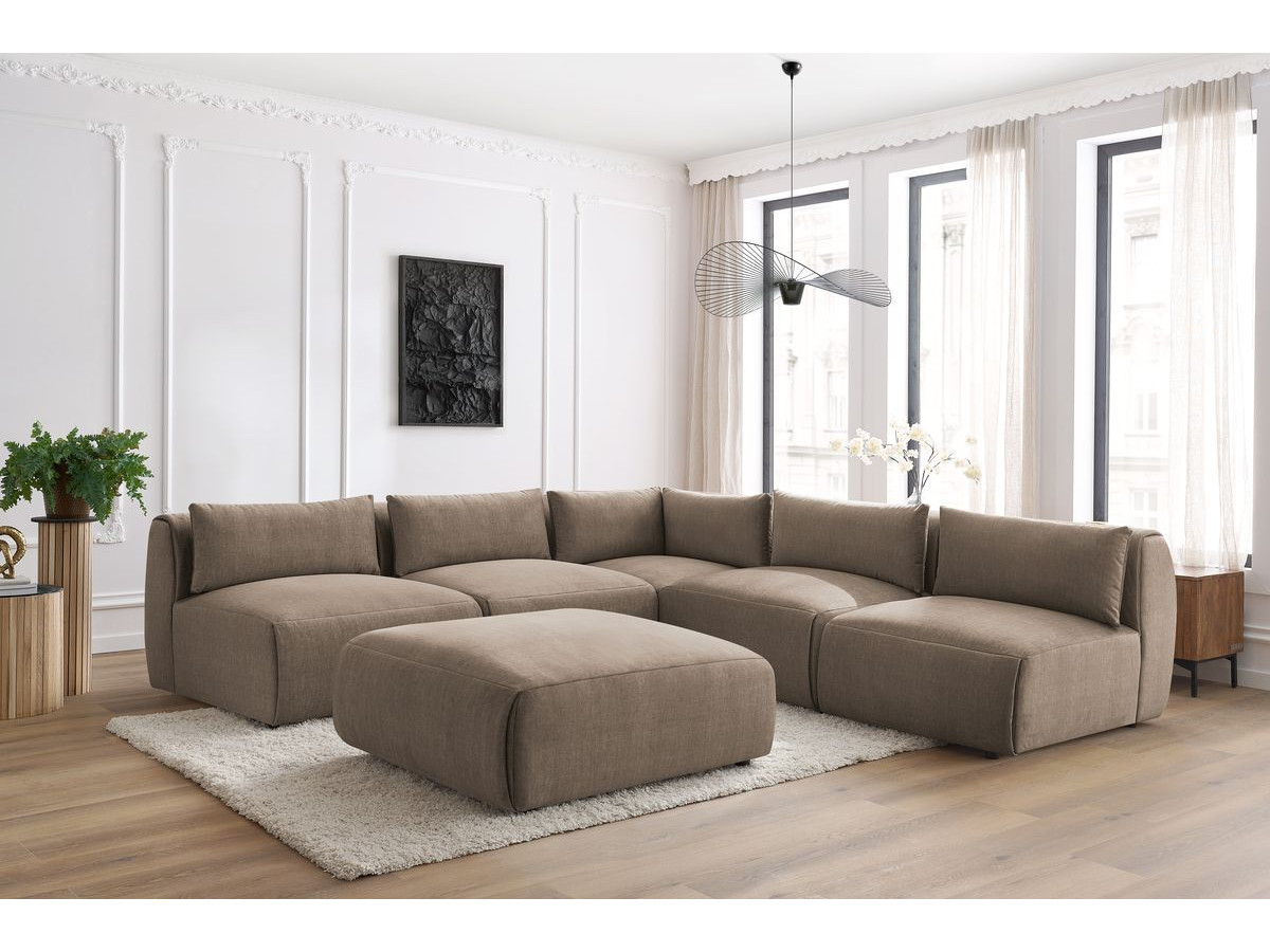 Canapé d'angle modulable JEANNE velours taupe — vue 5