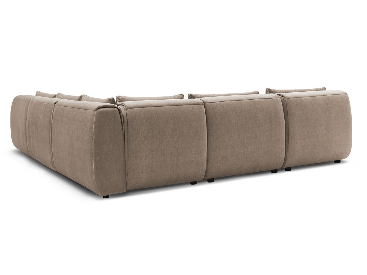 JEANNE modulaire vaste hoekbank in fluwelen stof met 4 fauteuils, 1 hoek en 1 poef