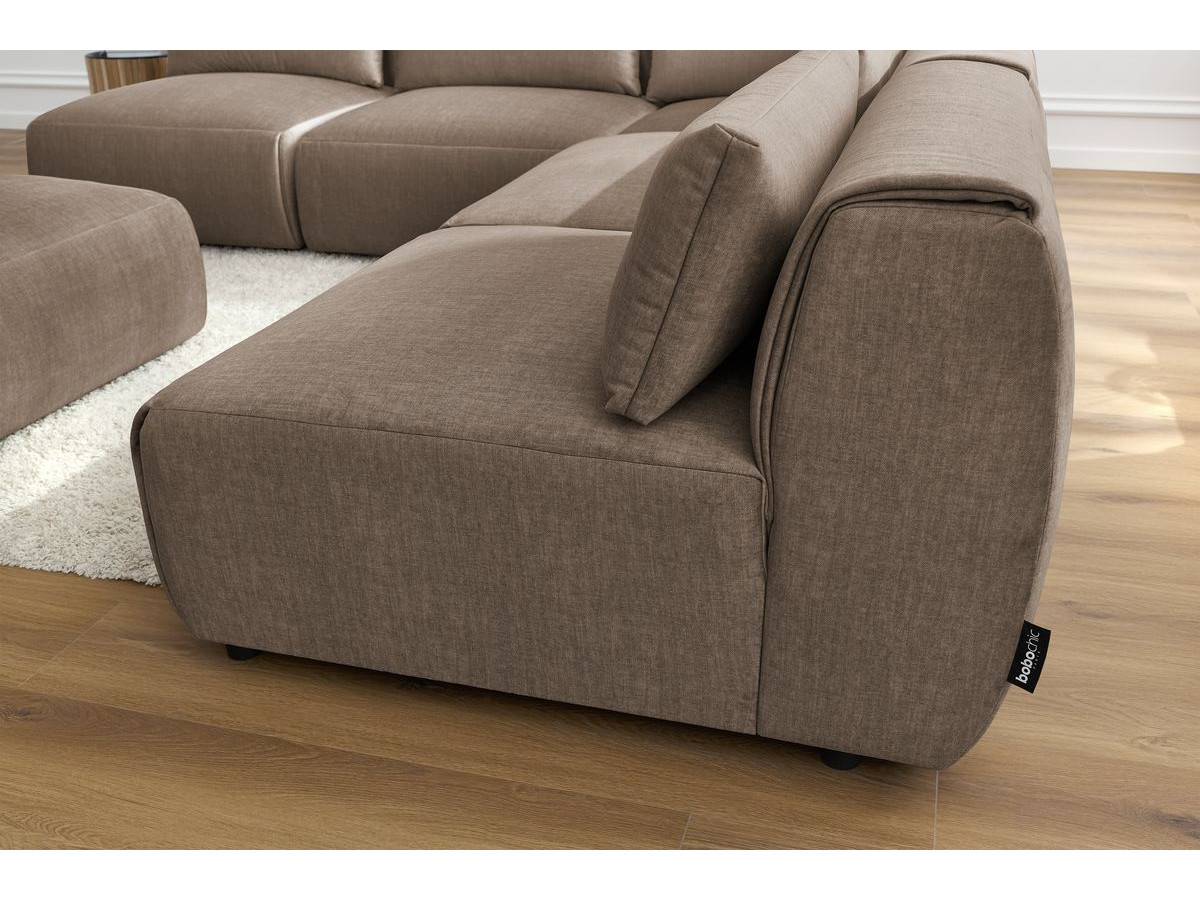 JEANNE modulaire vaste hoekbank in fluwelen stof met 4 fauteuils, 1 hoek en 1 poef