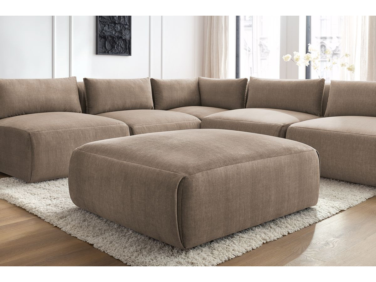 JEANNE modulaire vaste hoekbank in fluwelen stof met 4 fauteuils, 1 hoek en 1 poef