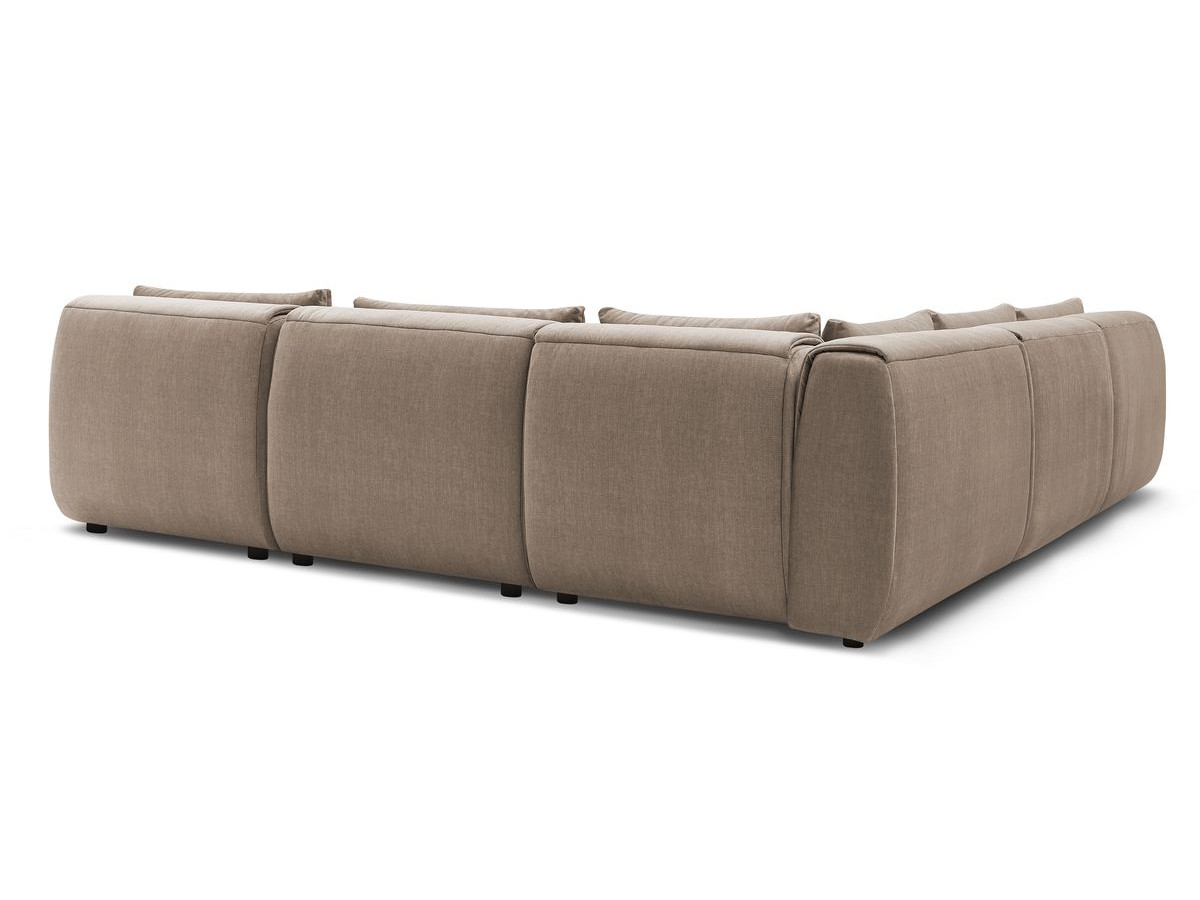JEANNE modulaire vaste hoekbank in fluwelen stof met 4 fauteuils, 1 hoek en 1 poef