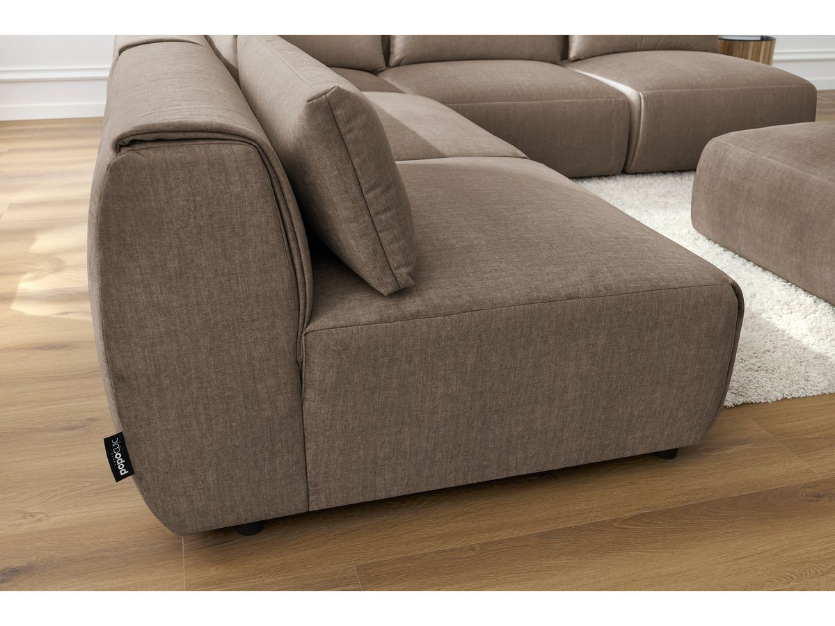 JEANNE modulaire vaste hoekbank in fluwelen stof met 4 fauteuils, 1 hoek en 1 poef