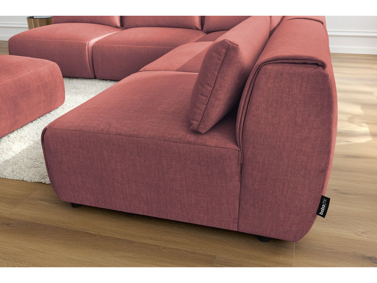JEANNE modulaire vaste hoekbank in fluwelen stof met 4 fauteuils, 1 hoek en 1 poef