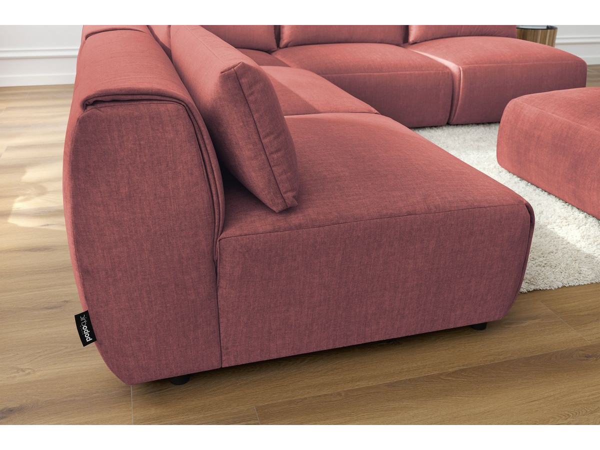 JEANNE modulaire vaste hoekbank in fluwelen stof met 4 fauteuils, 1 hoek en 1 poef