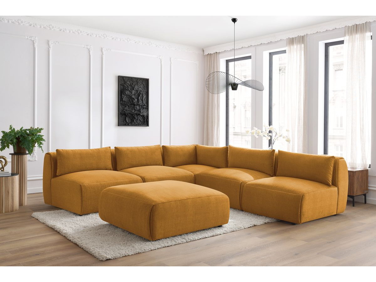 Canapé d'angle modulable JEANNE velours jaune — vue 5