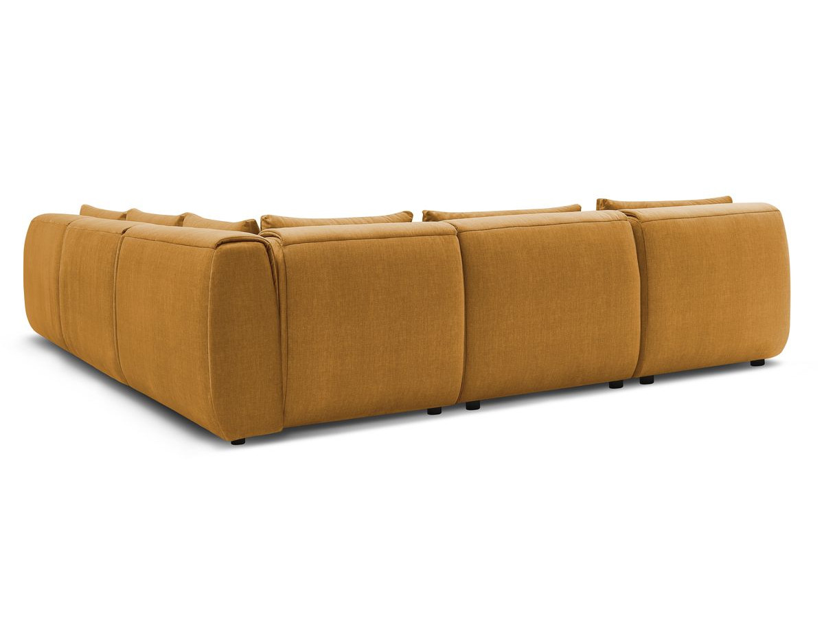 JEANNE modulaire vaste hoekbank in fluwelen stof met 4 fauteuils, 1 hoek en 1 poef