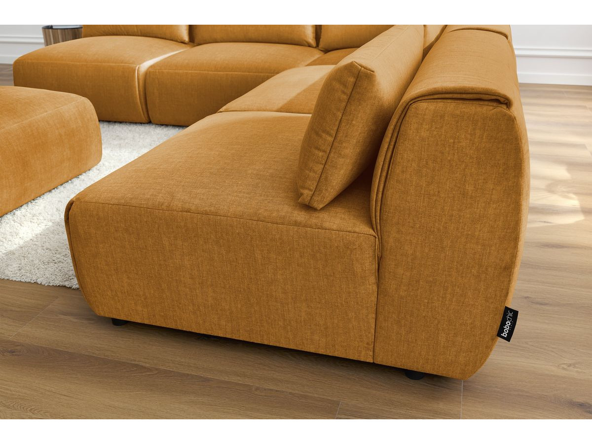 JEANNE modulaire vaste hoekbank in fluwelen stof met 4 fauteuils, 1 hoek en 1 poef