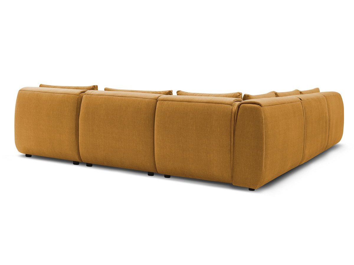 JEANNE modulaire vaste hoekbank in fluwelen stof met 4 fauteuils, 1 hoek en 1 poef