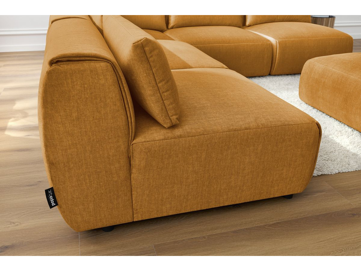 JEANNE modulaire vaste hoekbank in fluwelen stof met 4 fauteuils, 1 hoek en 1 poef
